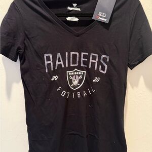 Fanatics Women's Raiders V-Neck Football T-Shirt- Size Small-NWT